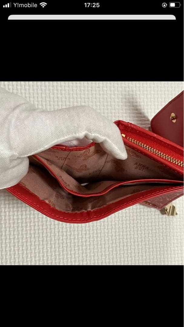 ・未使用　ANNA SUI アナスイ　レザー三つ折り財布　ルビー