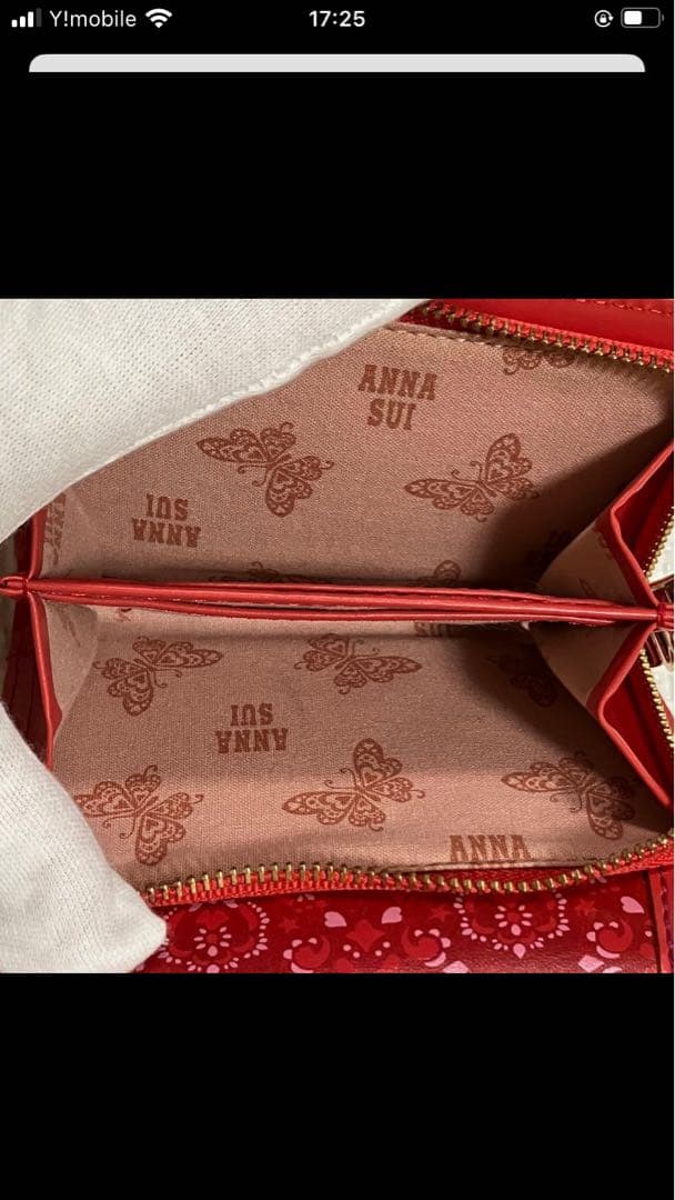 ・未使用　ANNA SUI アナスイ　レザー三つ折り財布　ルビー