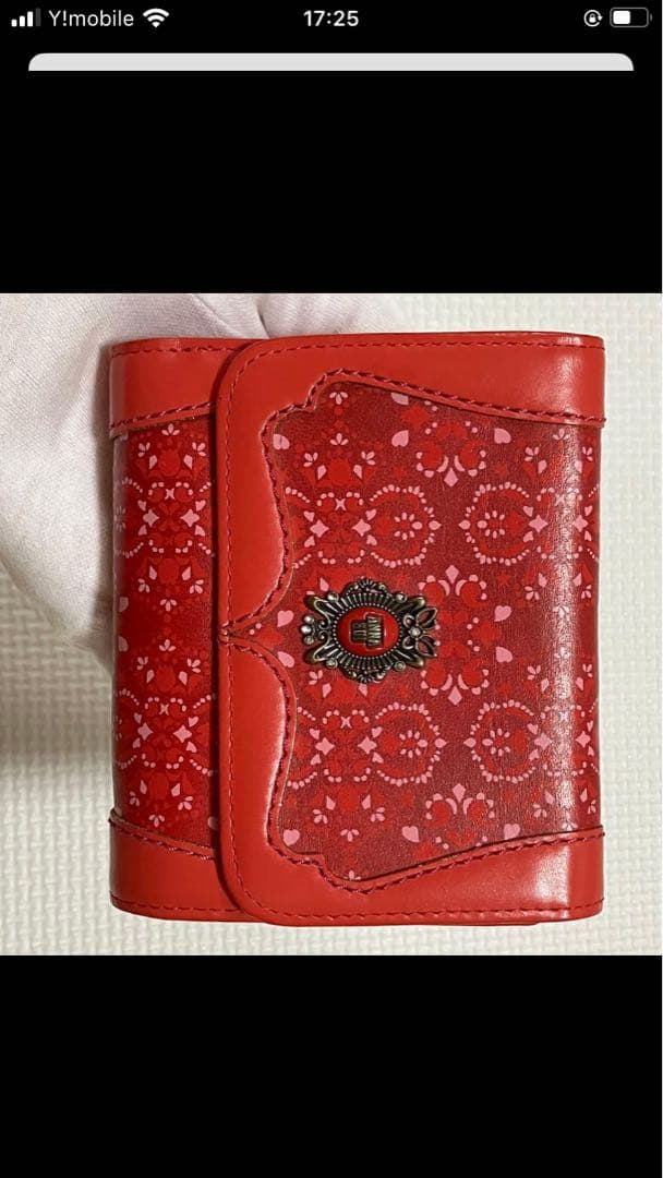 ・未使用　ANNA SUI アナスイ　レザー三つ折り財布　ルビー