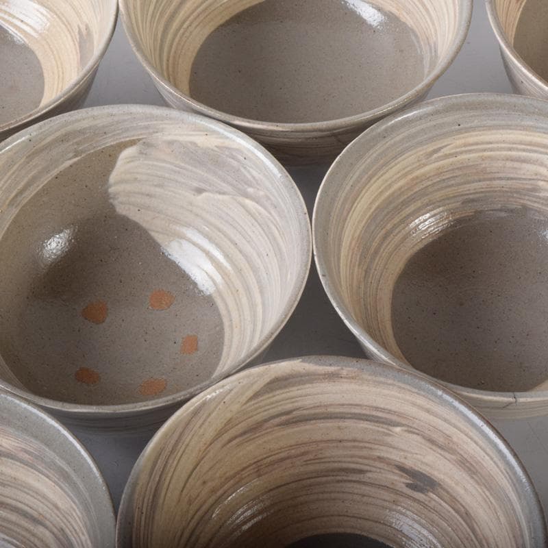 和食器　唐津焼　刷毛目　数茶碗　十客　在銘　時代箱付　C　7513A