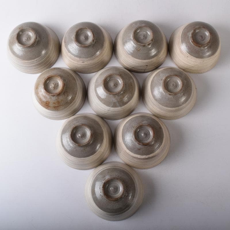 和食器　唐津焼　刷毛目　数茶碗　十客　在銘　時代箱付　C　7513A