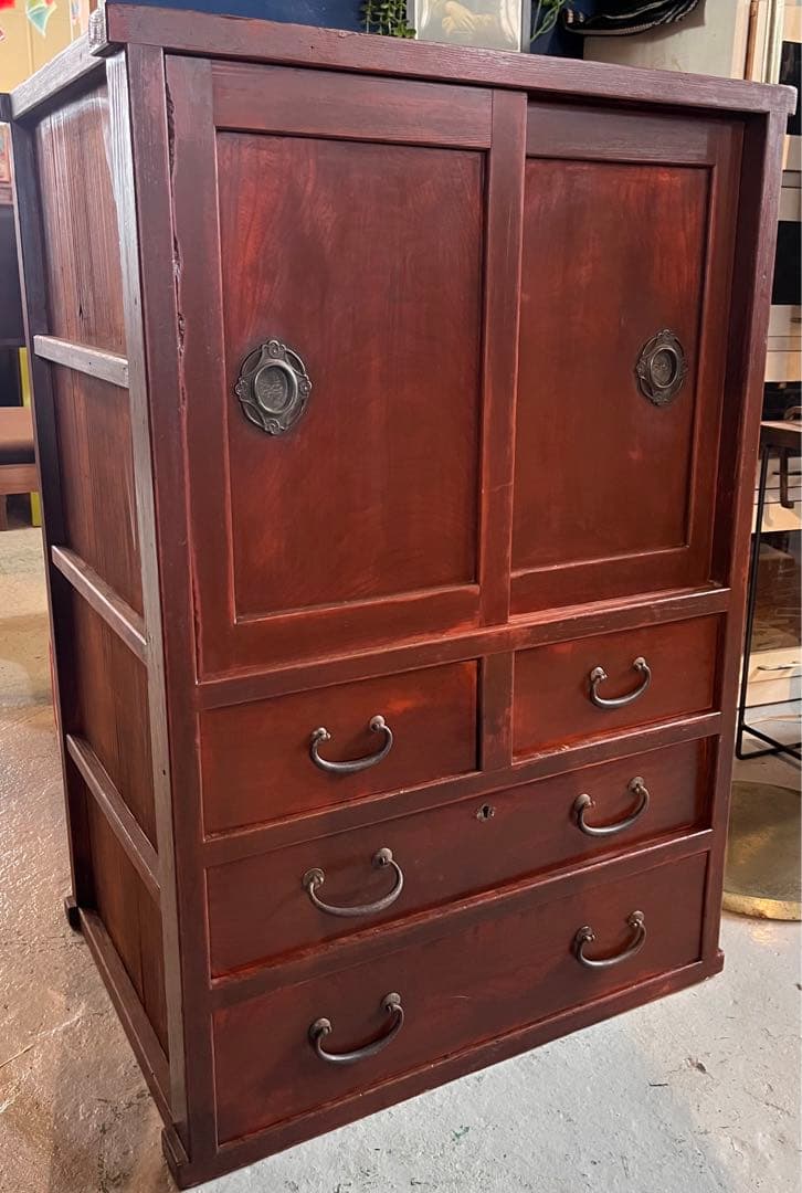 茶箪笥/水屋箪笥/和箪笥/飾り棚/木製/古箪笥