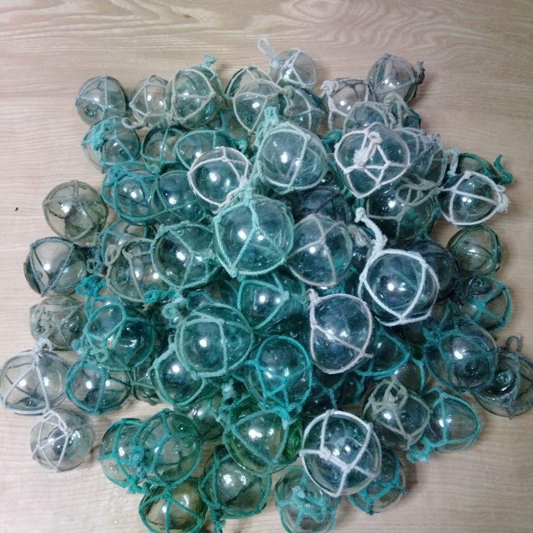 ガラス浮球　浮き玉　ガラス玉　漁具　 ９８個セット　網紐付き