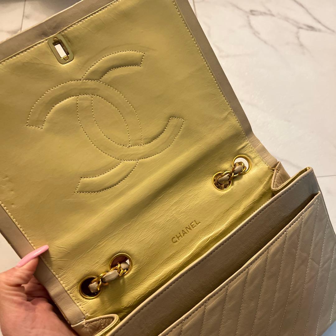 【超希少】CHANELシャネルベージュラムスキンショルダーバッグ ヴィンテージ