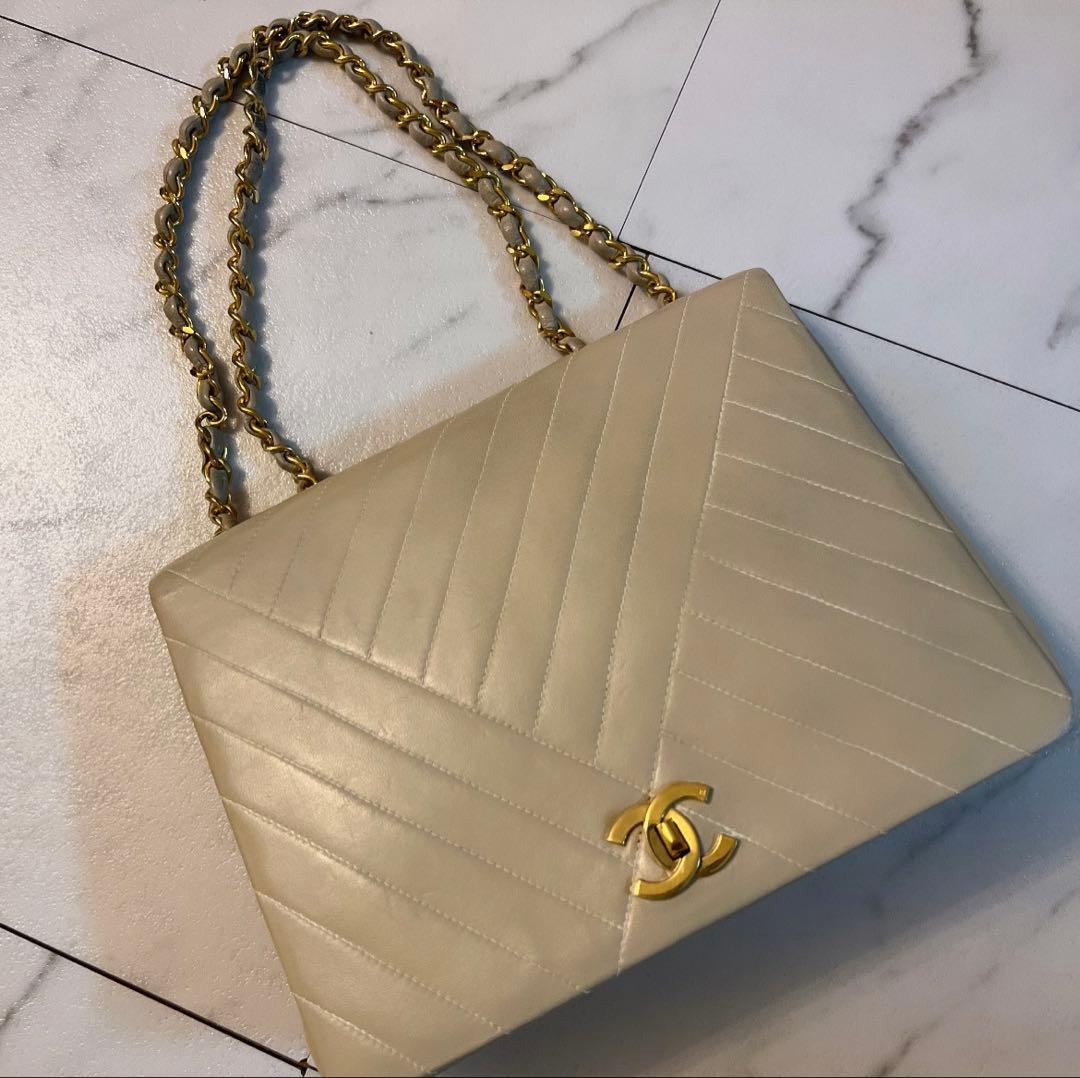 【超希少】CHANELシャネルベージュラムスキンショルダーバッグ ヴィンテージ