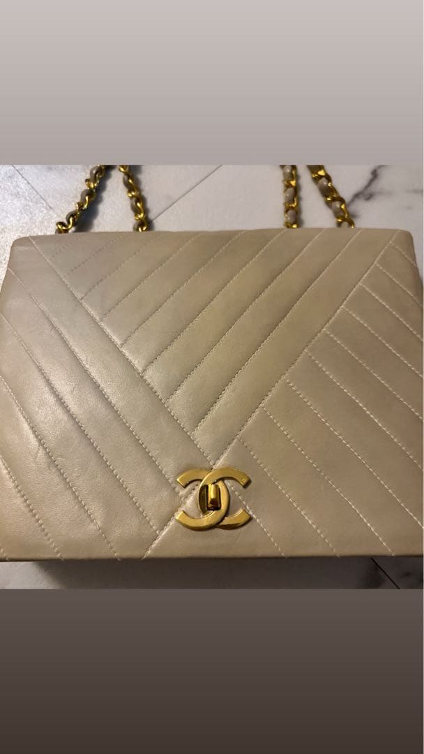 【超希少】CHANELシャネルベージュラムスキンショルダーバッグ ヴィンテージ