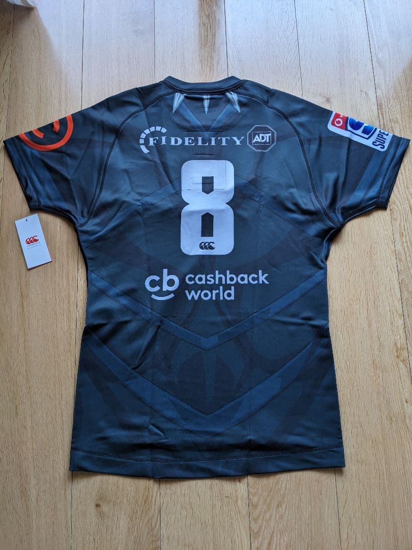 ラグビー 選手支給ジャージ 南アフリカ シャークス サイズL 新品 背番号8