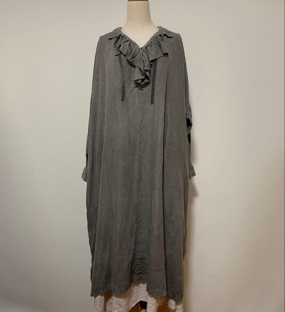ネストローブ nest Robe 天然染めラッフルスモックドレス 2023aw