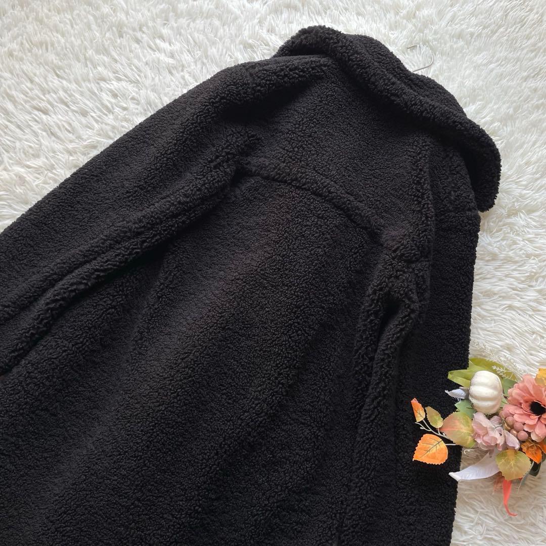 ザラ　ダブルブレストフェイクボアコート　ロング　黒　S テディーベアコート　人気