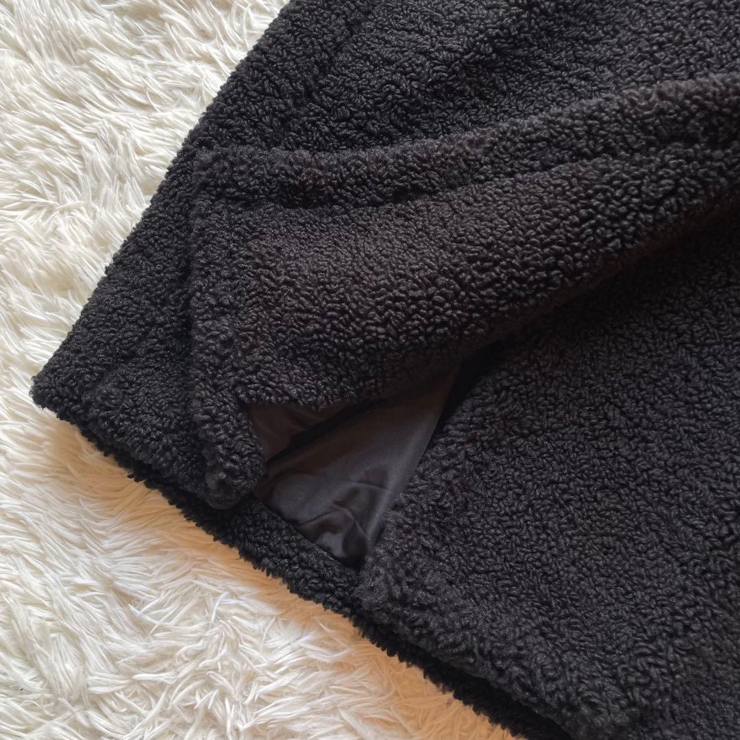 ザラ　ダブルブレストフェイクボアコート　ロング　黒　S テディーベアコート　人気