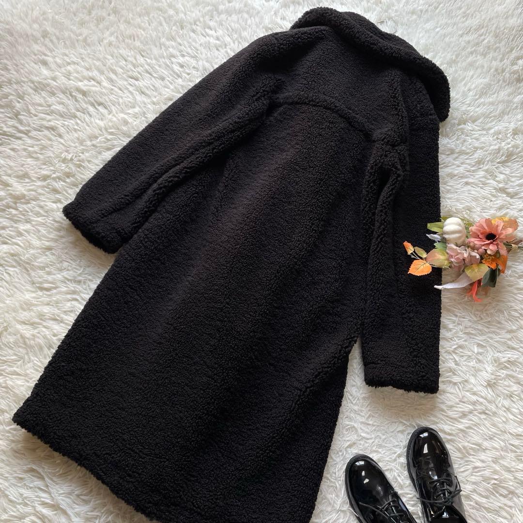 ザラ　ダブルブレストフェイクボアコート　ロング　黒　S テディーベアコート　人気