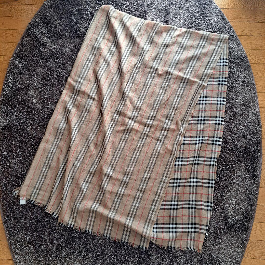 美品 バーバリーロンドン Burberry 大判ストール チェック柄ストライプ