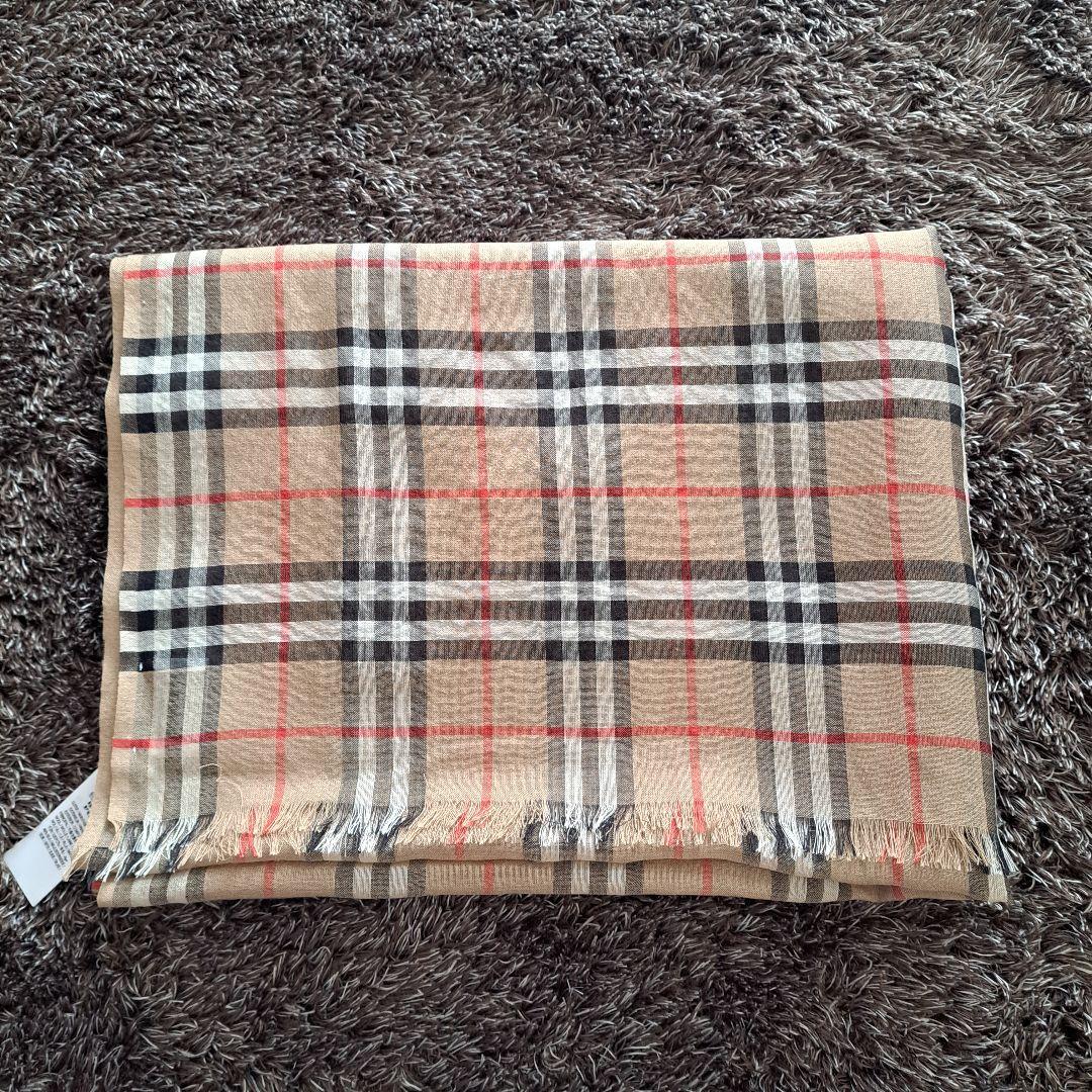 美品 バーバリーロンドン Burberry 大判ストール チェック柄ストライプ