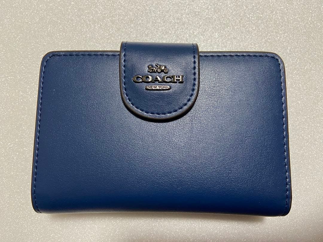 【新品未使用】COACH コーチ 二つ折り財布 ブルー　CR791