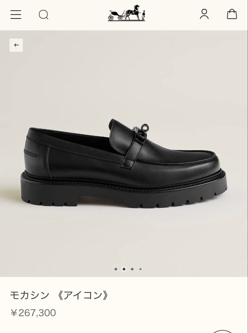 HERMES モカシン(アイコン)ブラック