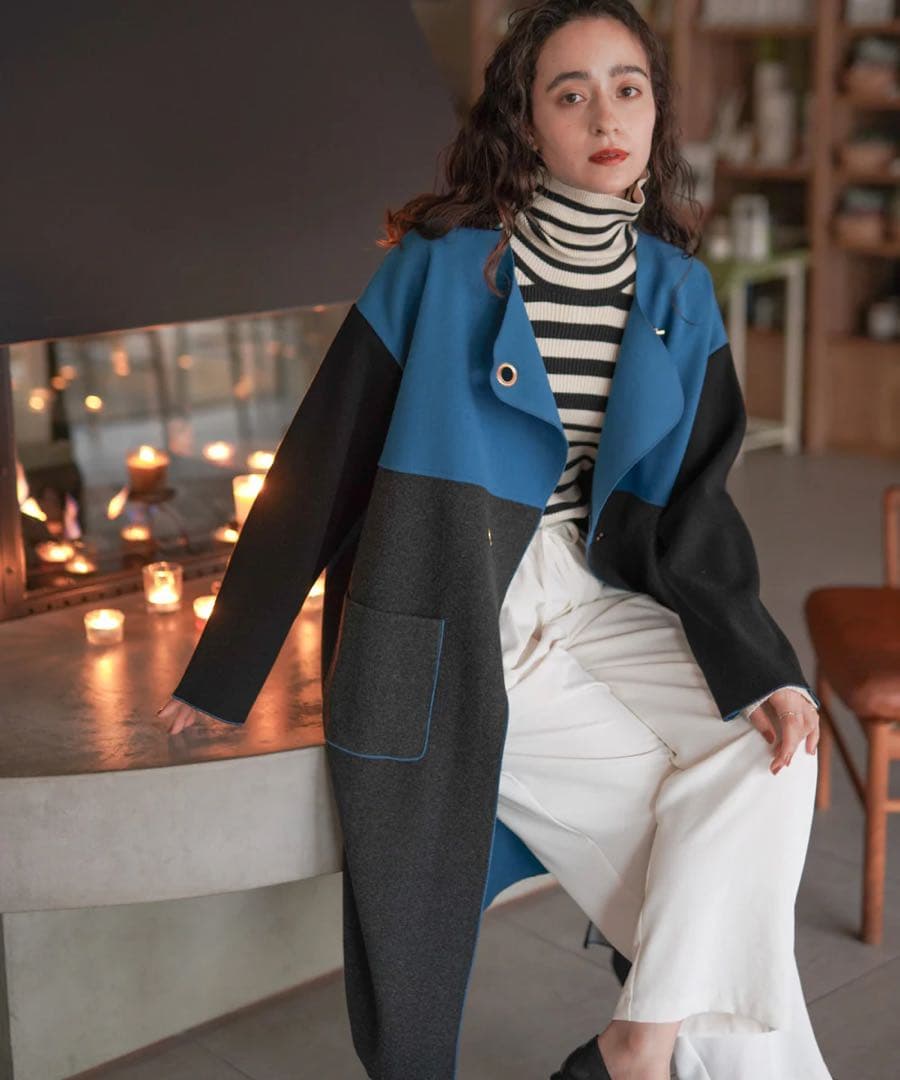 【2025秋冬新作】新品タグ付き　Bou Jeloud バイカラーコート