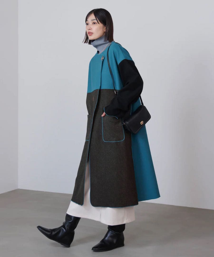 【2025秋冬新作】新品タグ付き　Bou Jeloud バイカラーコート