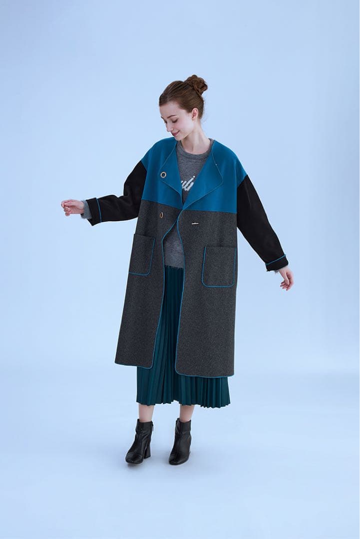 【2025秋冬新作】新品タグ付き　Bou Jeloud バイカラーコート