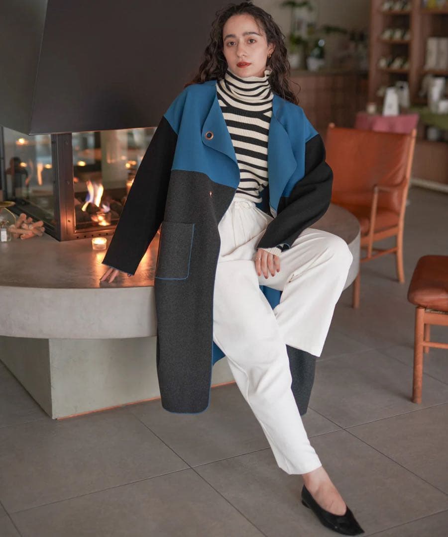 【2025秋冬新作】新品タグ付き　Bou Jeloud バイカラーコート