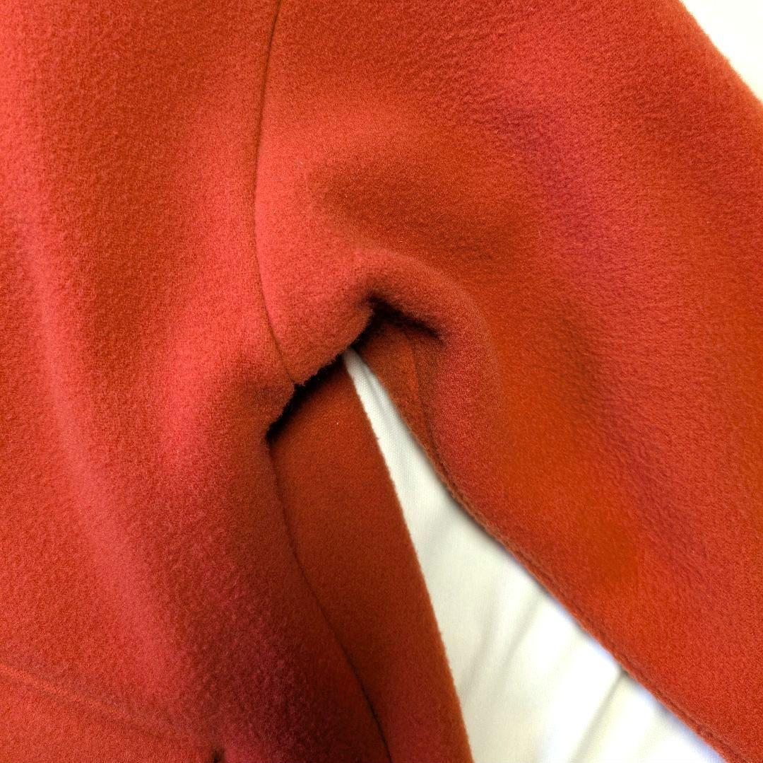 UN3D. ドルマンミドルウールコート ミドル丈 36 コクーン 朱赤 毛100