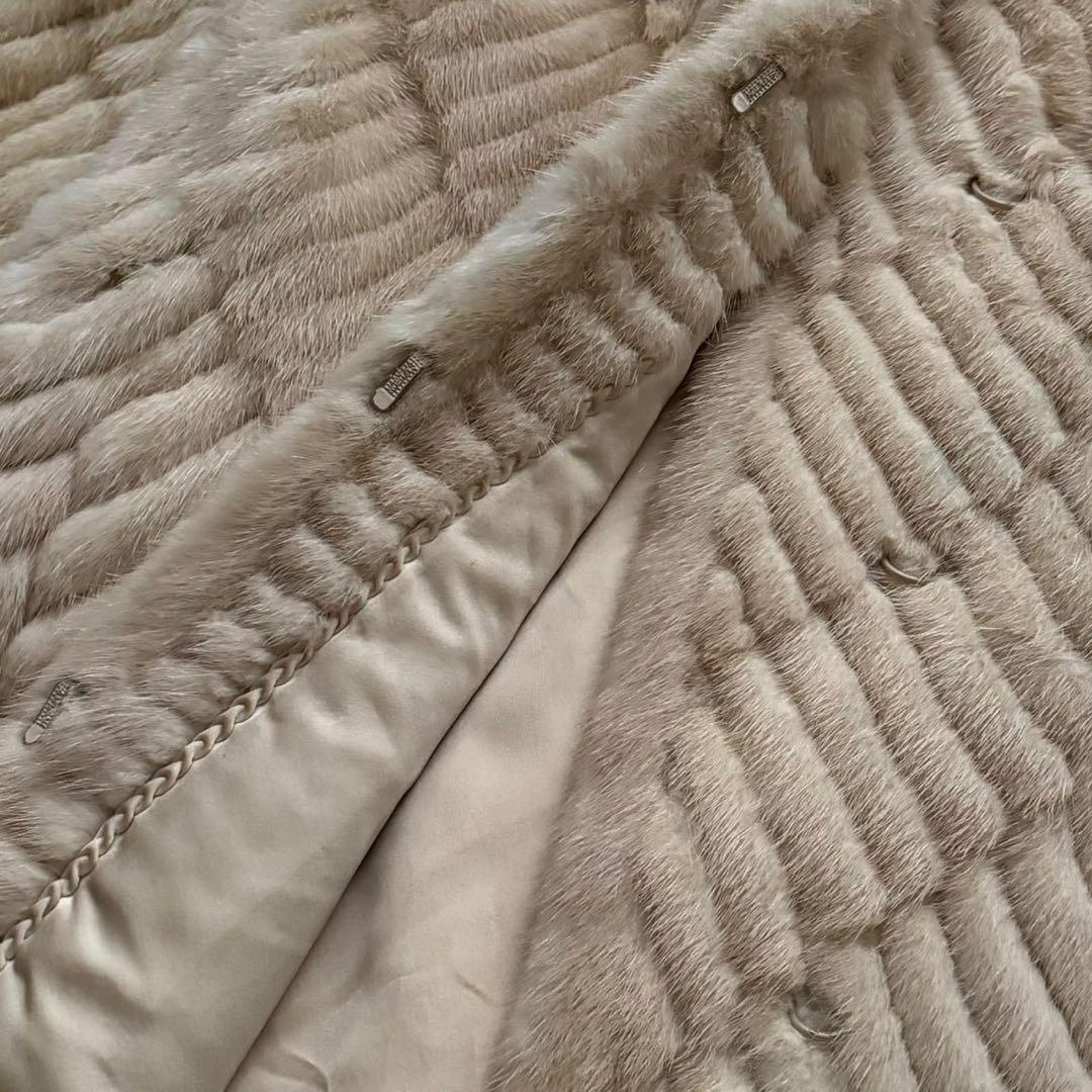 美品 本毛皮 ホワイトミンク ミンク ファーコート リアルファー