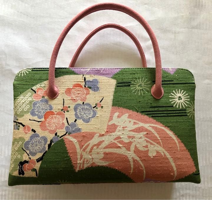 菊と梅柄の利休バッグ