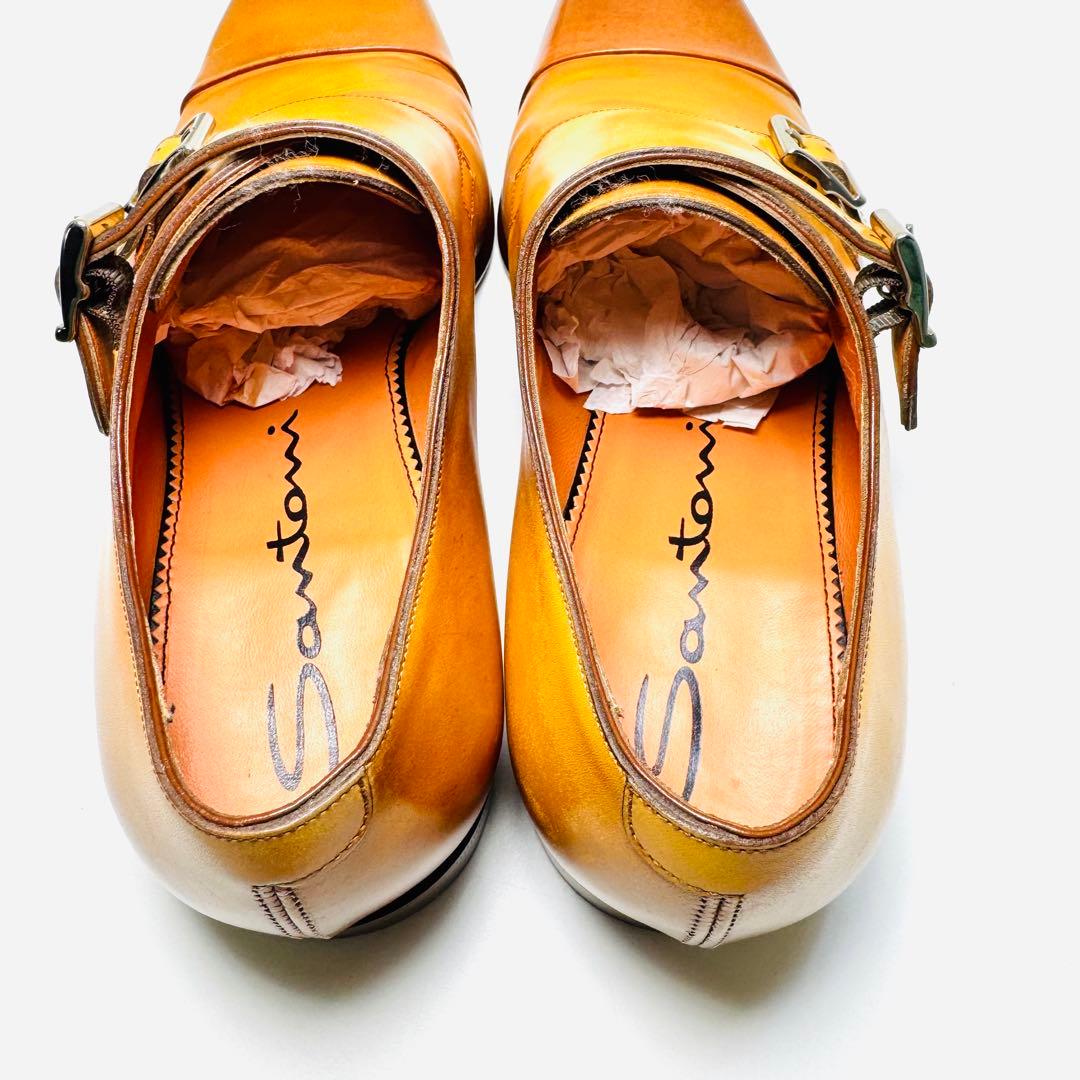 美品　Santoni サントーニ　ダブルモンクストラップ 箱 袋付き レザー