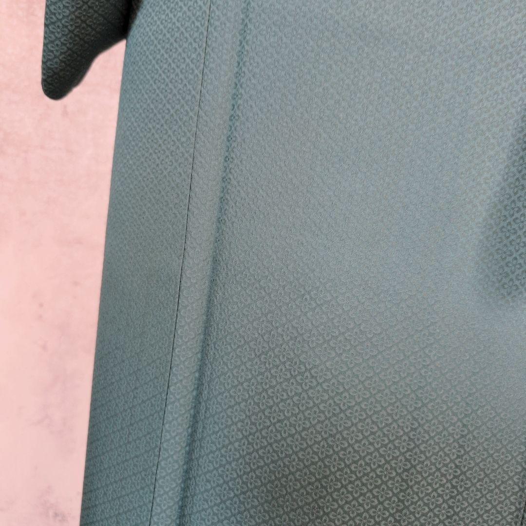 色無地＋長襦袢　着物　フルセット　正絹　比翼仕立て　青緑　O1