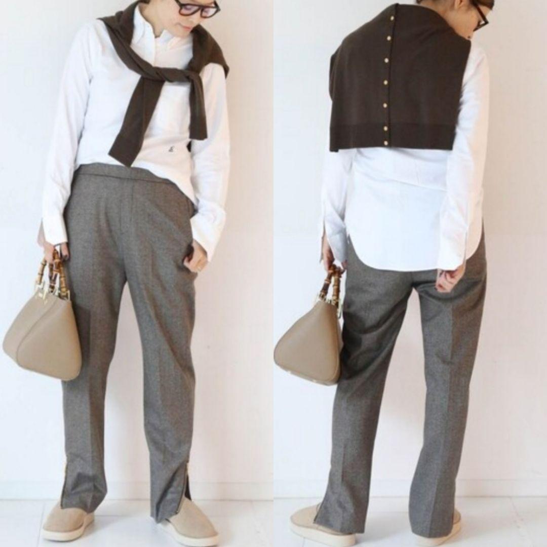 美品 Deuxieme Classe ウール スリットテーパードパンツ 36