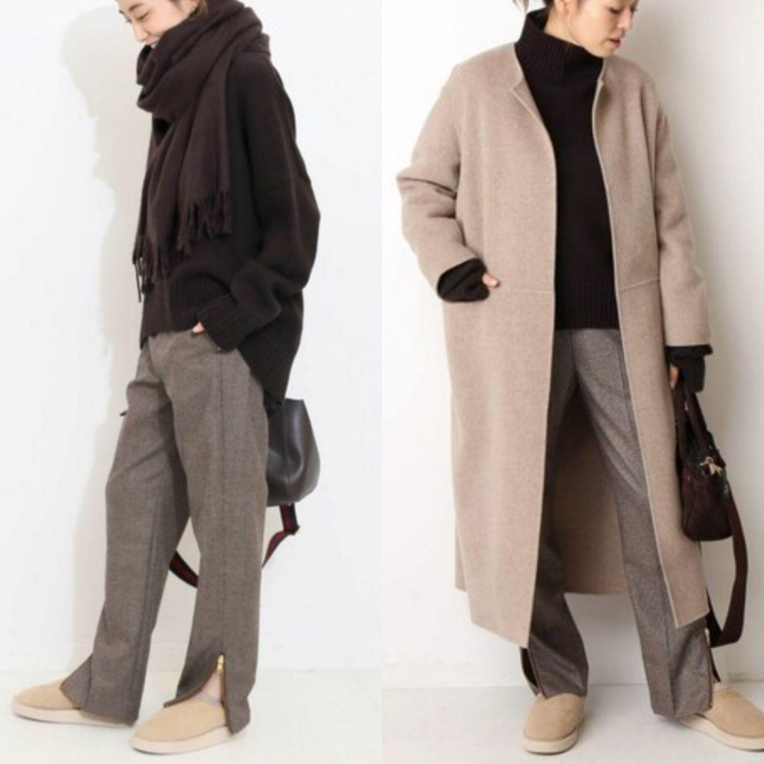 美品 Deuxieme Classe ウール スリットテーパードパンツ 36