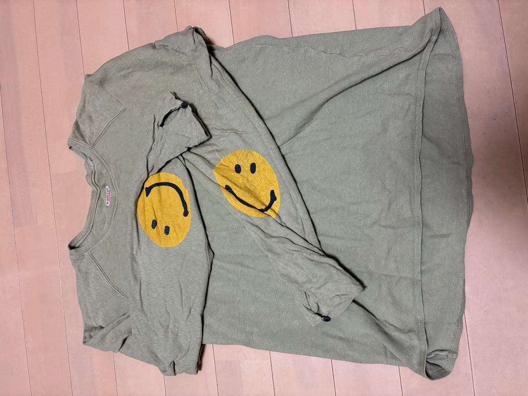 KAPITAL スマイルプリント ラグラン ダブルスリーブ 袖ボタン 日本製