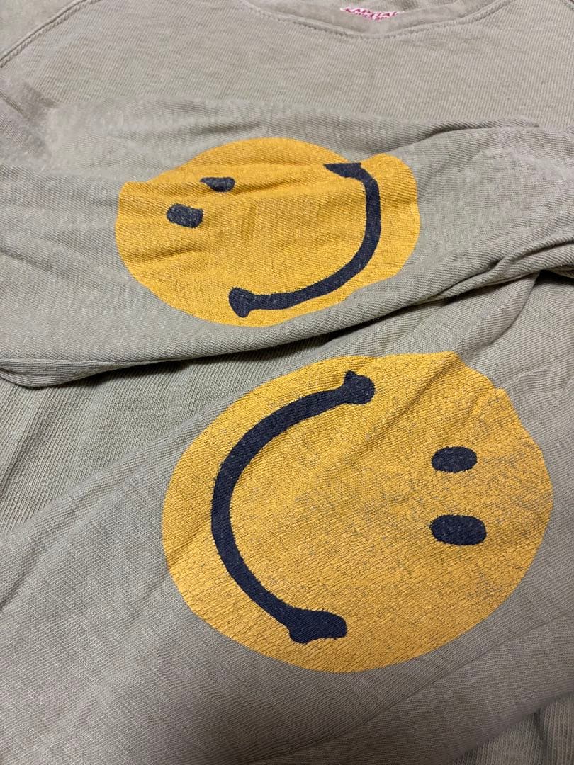 KAPITAL スマイルプリント ラグラン ダブルスリーブ 袖ボタン 日本製