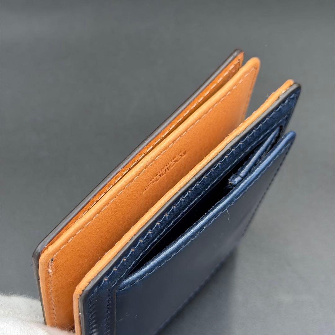 【未使用】ROCADO社 ロカド シェルコードバン 二つ折り財布 ネイビー 濃紺