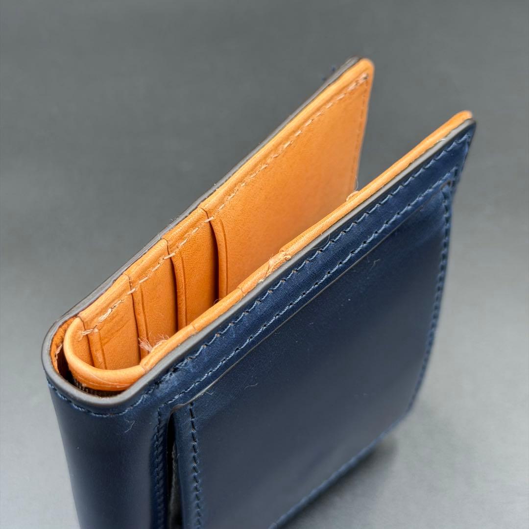 【未使用】ROCADO社 ロカド シェルコードバン 二つ折り財布 ネイビー 濃紺