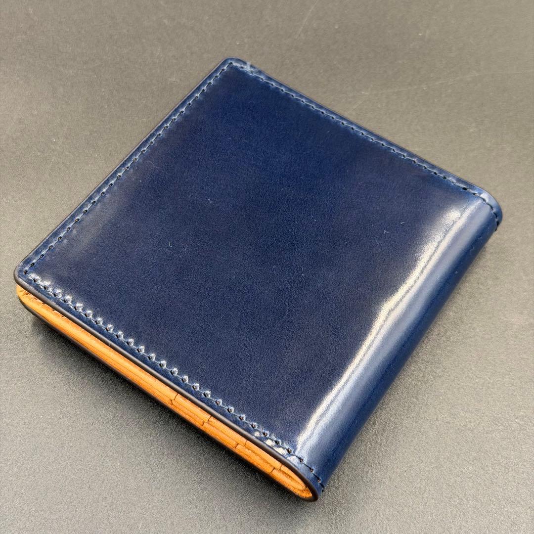 【未使用】ROCADO社 ロカド シェルコードバン 二つ折り財布 ネイビー 濃紺