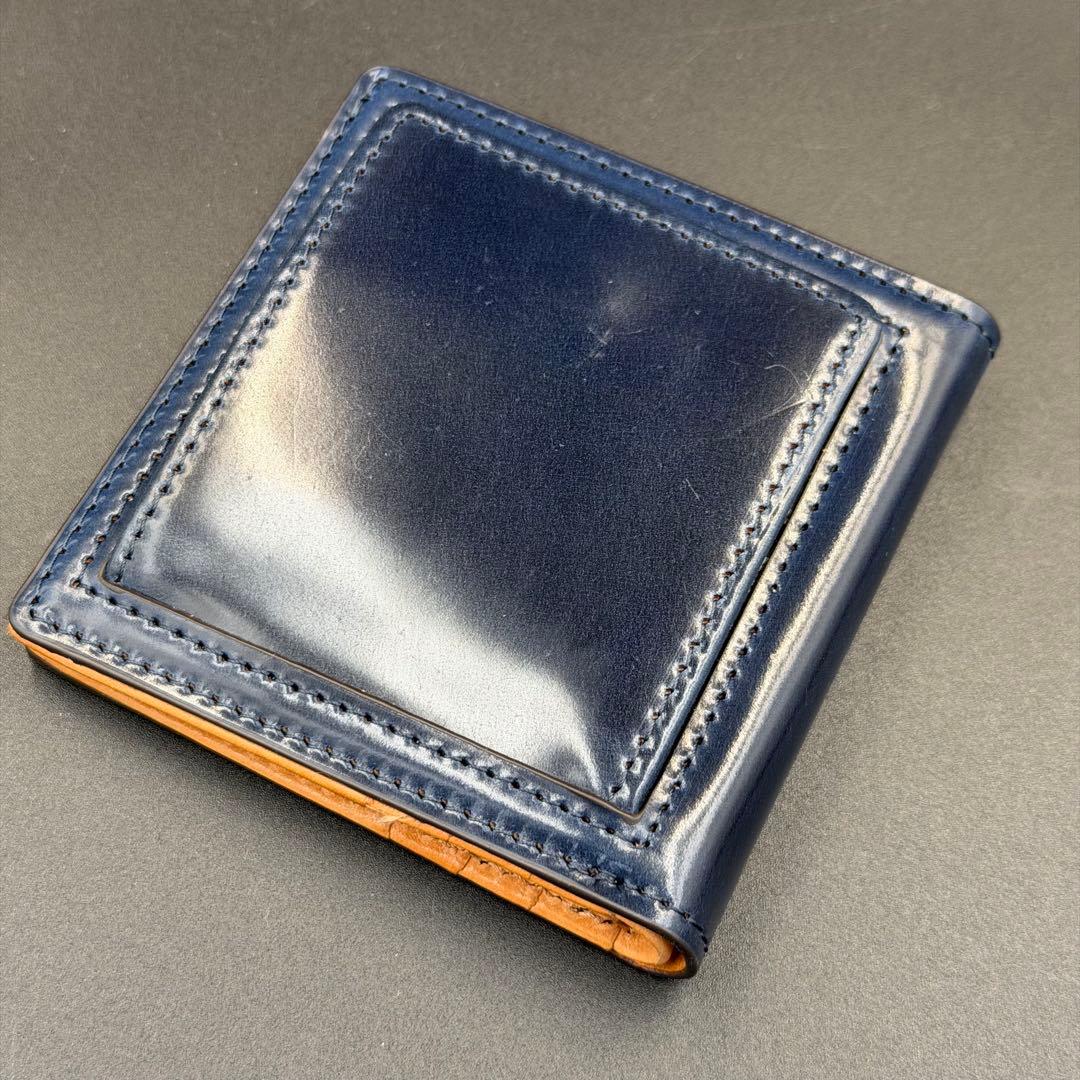 【未使用】ROCADO社 ロカド シェルコードバン 二つ折り財布 ネイビー 濃紺
