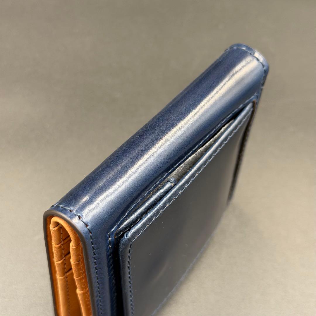 【未使用】ROCADO社 ロカド シェルコードバン 二つ折り財布 ネイビー 濃紺