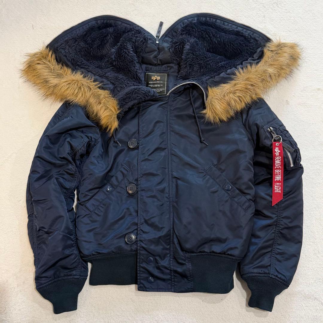 アルファインダストリーズ N-2B 短丈 Y2K ボア ファー ネイビー M