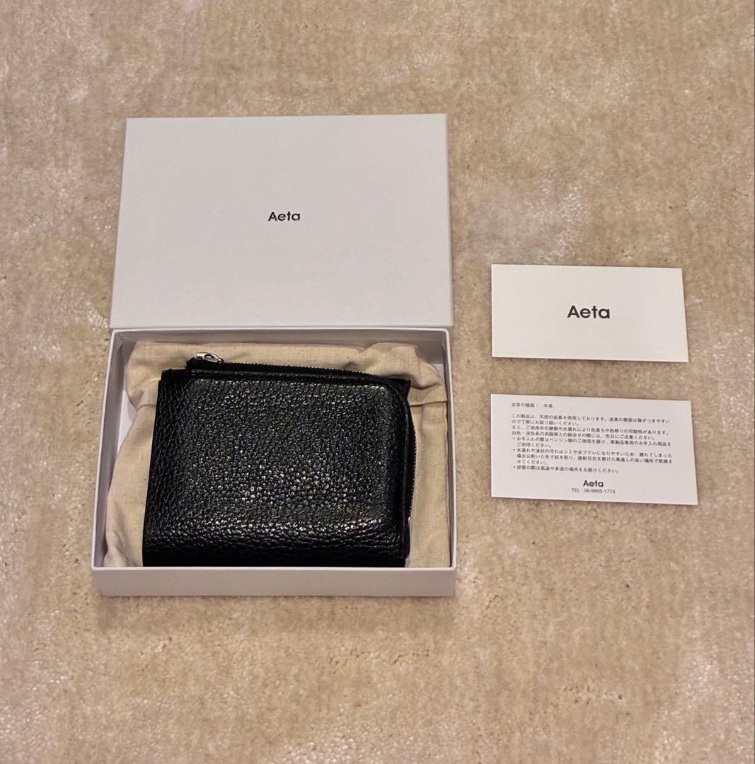 フィーン　Aeta レザー三つ折り財布 ブラック コンパクト 本革