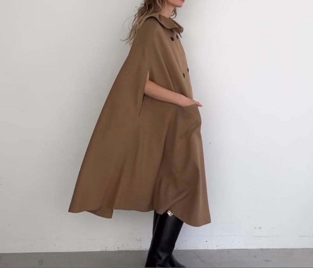 未使用級 cen. セン トレンチポンチョコート キャメルベージュ系 即完売品