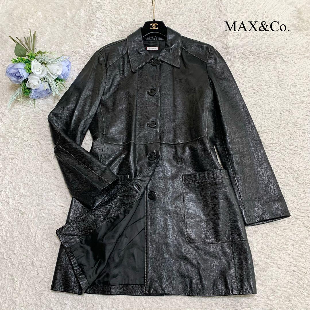 美品✨MAX&Co. ラムレザーコート ブラック 42