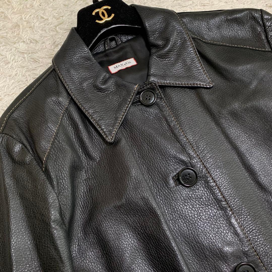 美品✨MAX&Co. ラムレザーコート ブラック 42