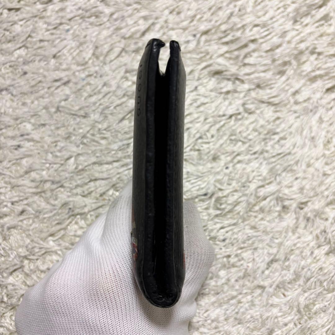 【良品】GUCCI 折り財布GGスプリームキングスネーク レザー ブラック