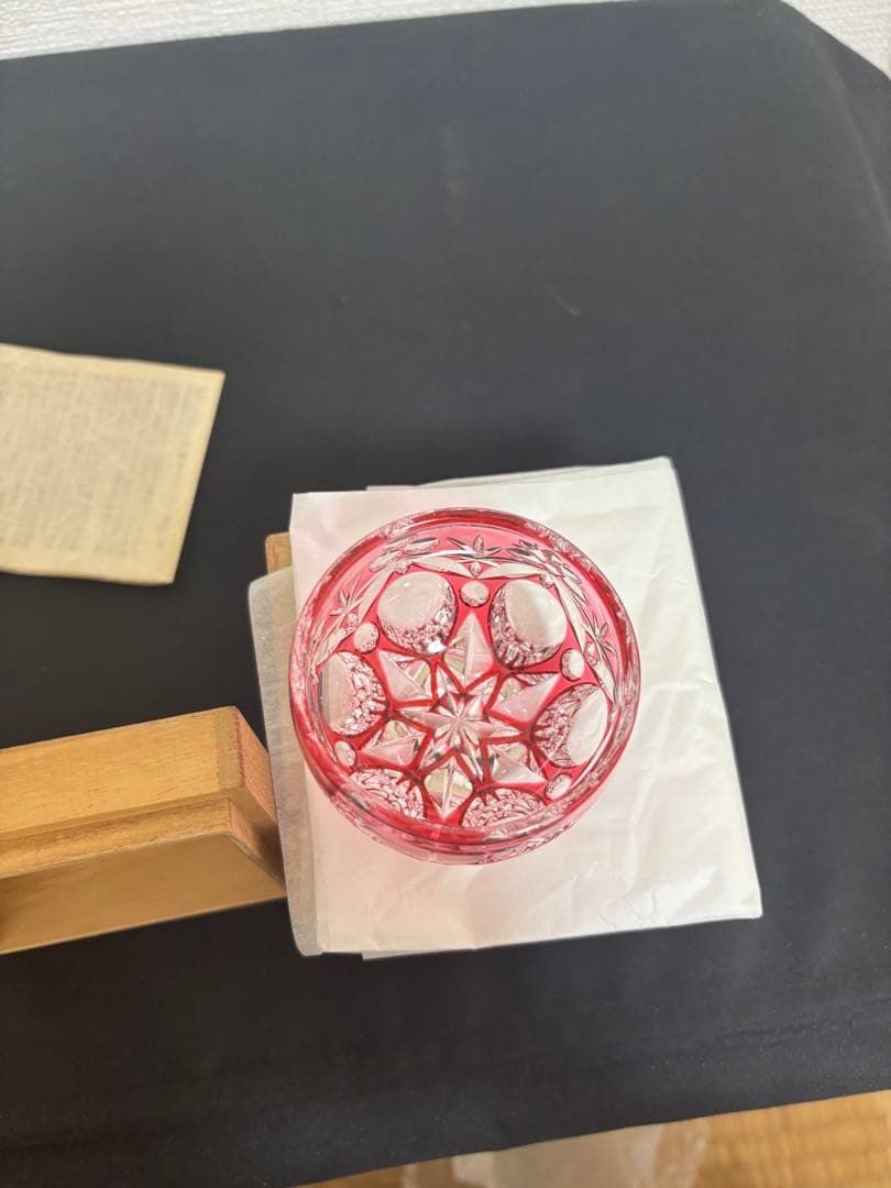 江戸切子　最高級　人気作家　篠崎清一　ぐい呑「三つ玉」未使用