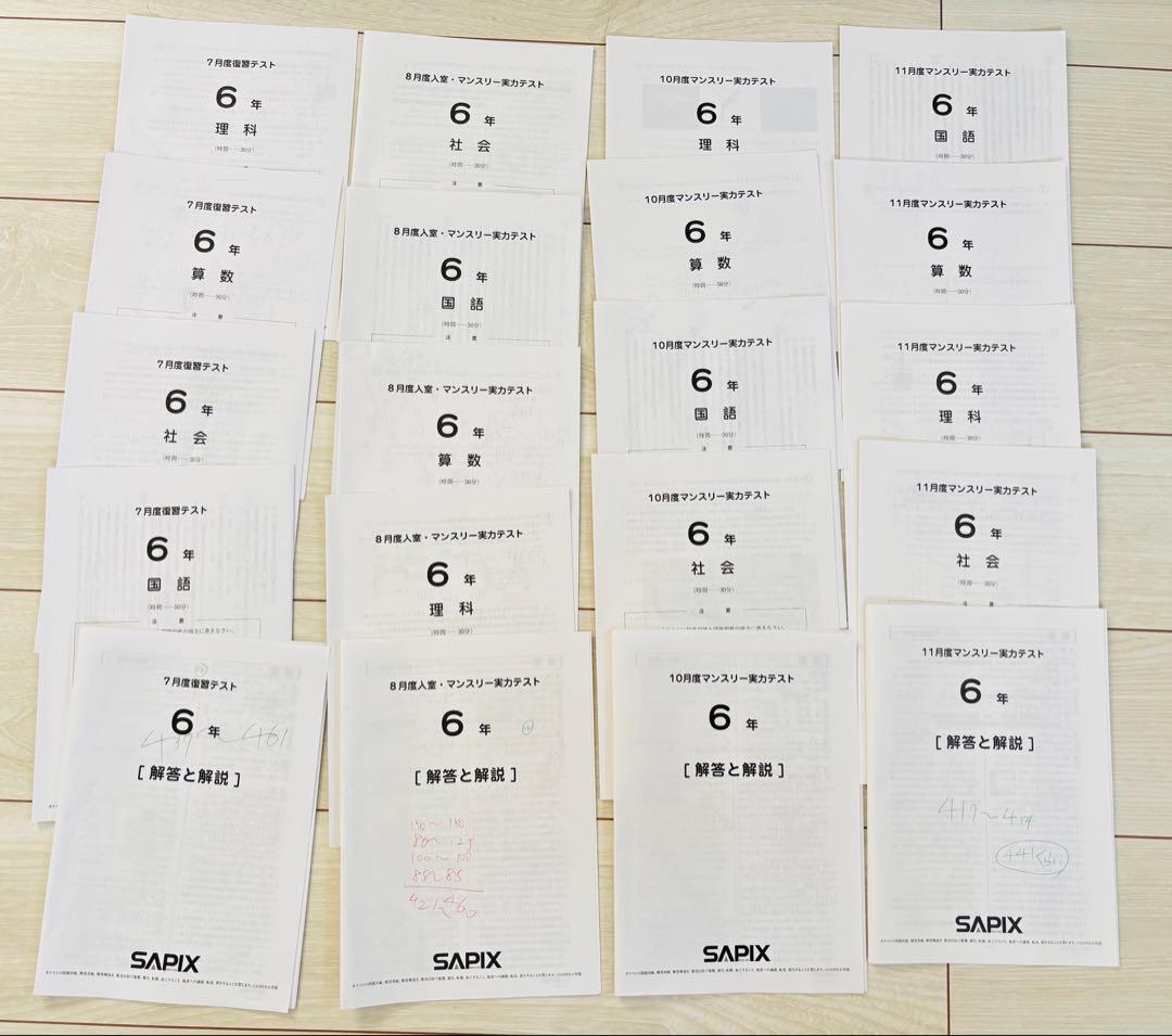 最新！2024年度　受験組6年サピックス原本　全8回