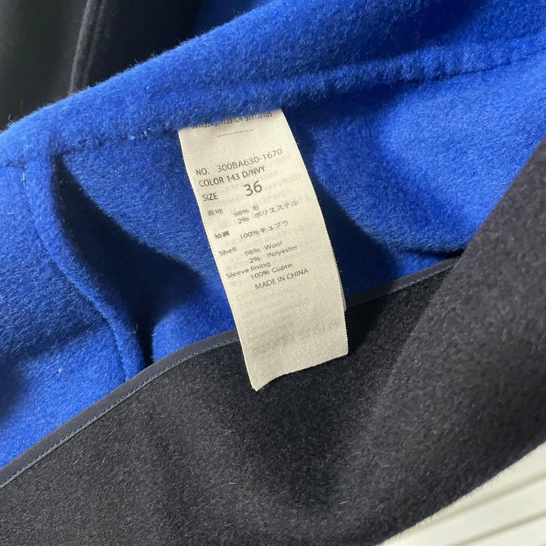 ENFOLD エンフォルド ウールリバーノーカラーコート　ネイビーブルー36