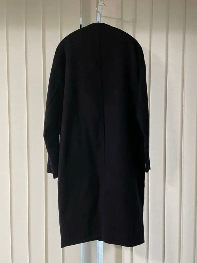 ENFOLD エンフォルド ウールリバーノーカラーコート　ネイビーブルー36