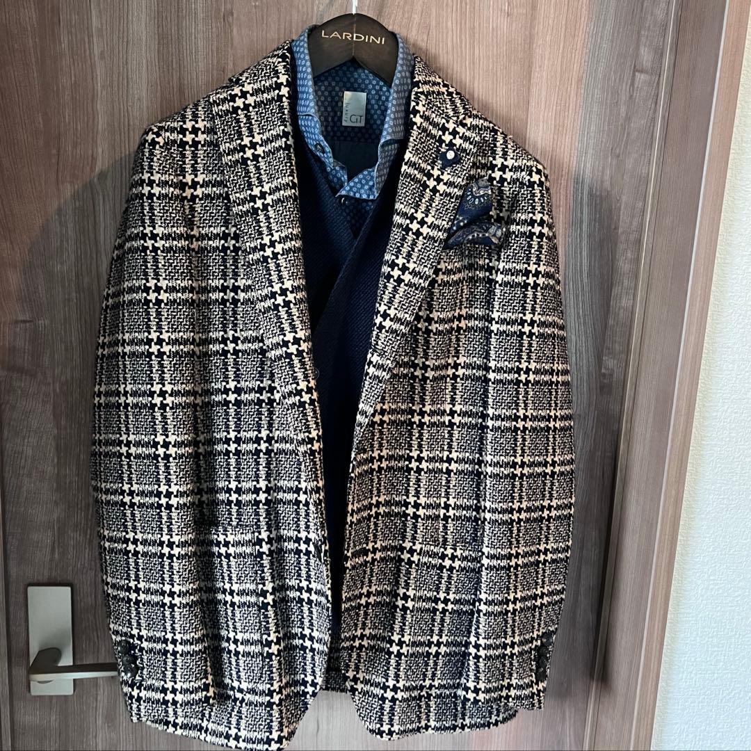 LARDINI テーラードジャケット チェック柄