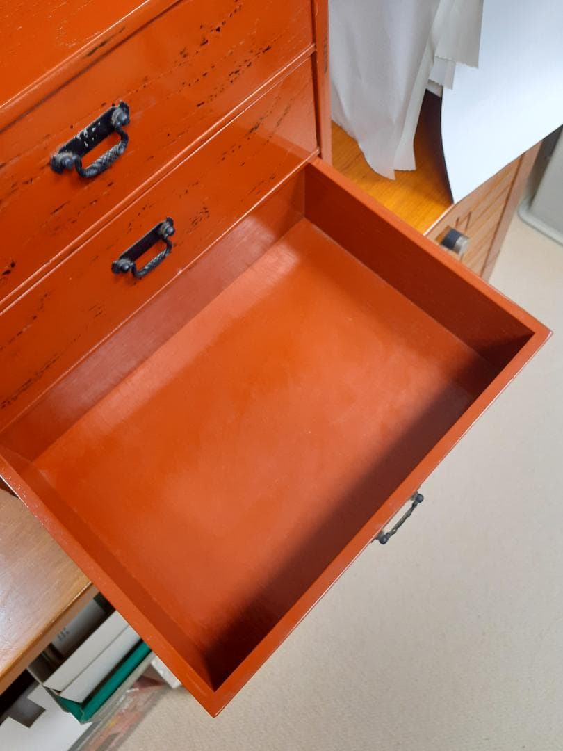 中古　木根来塗　島安汎工芸　漆塗　引出し　小型