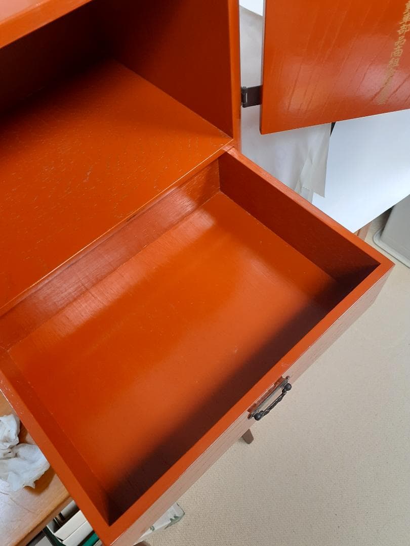 中古　木根来塗　島安汎工芸　漆塗　引出し　小型